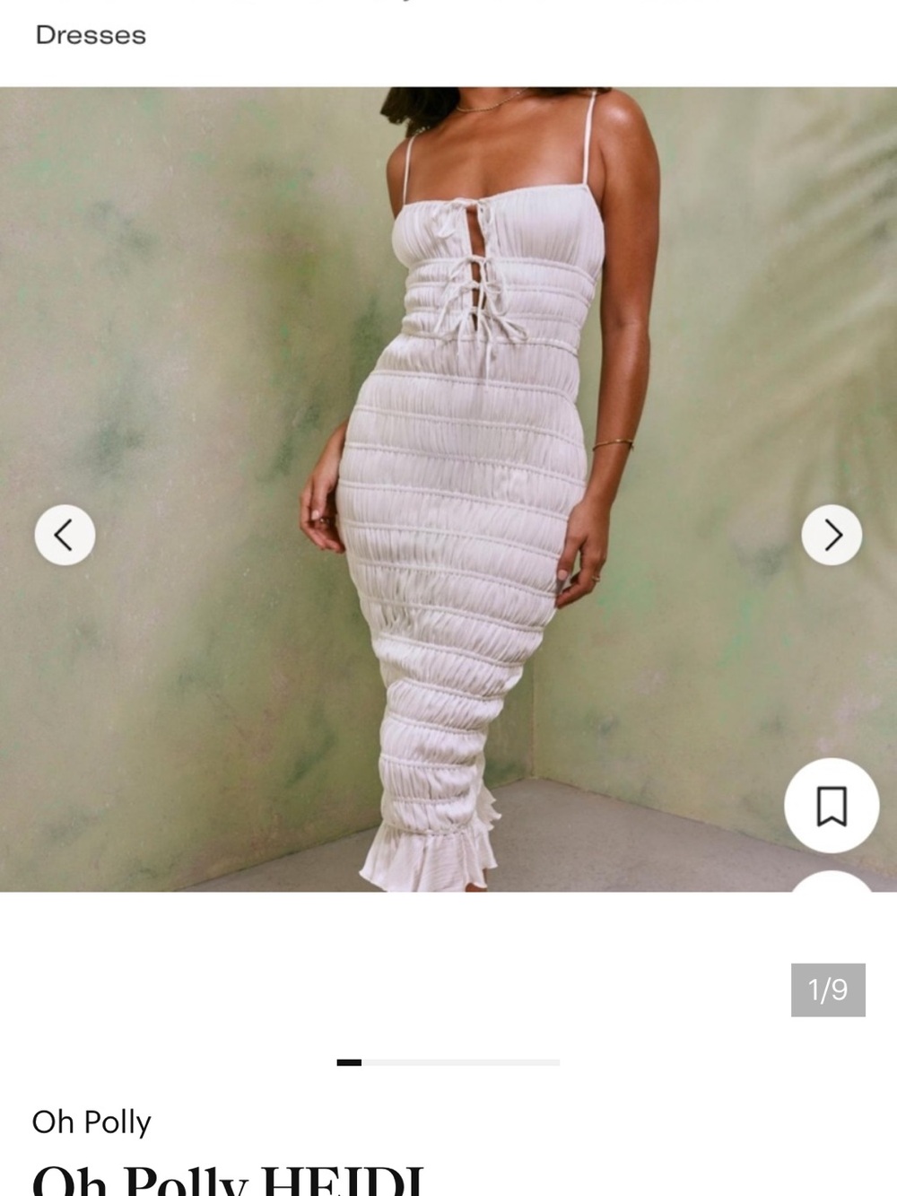 Oh Polly HEIDI White Ruched Midi Dress